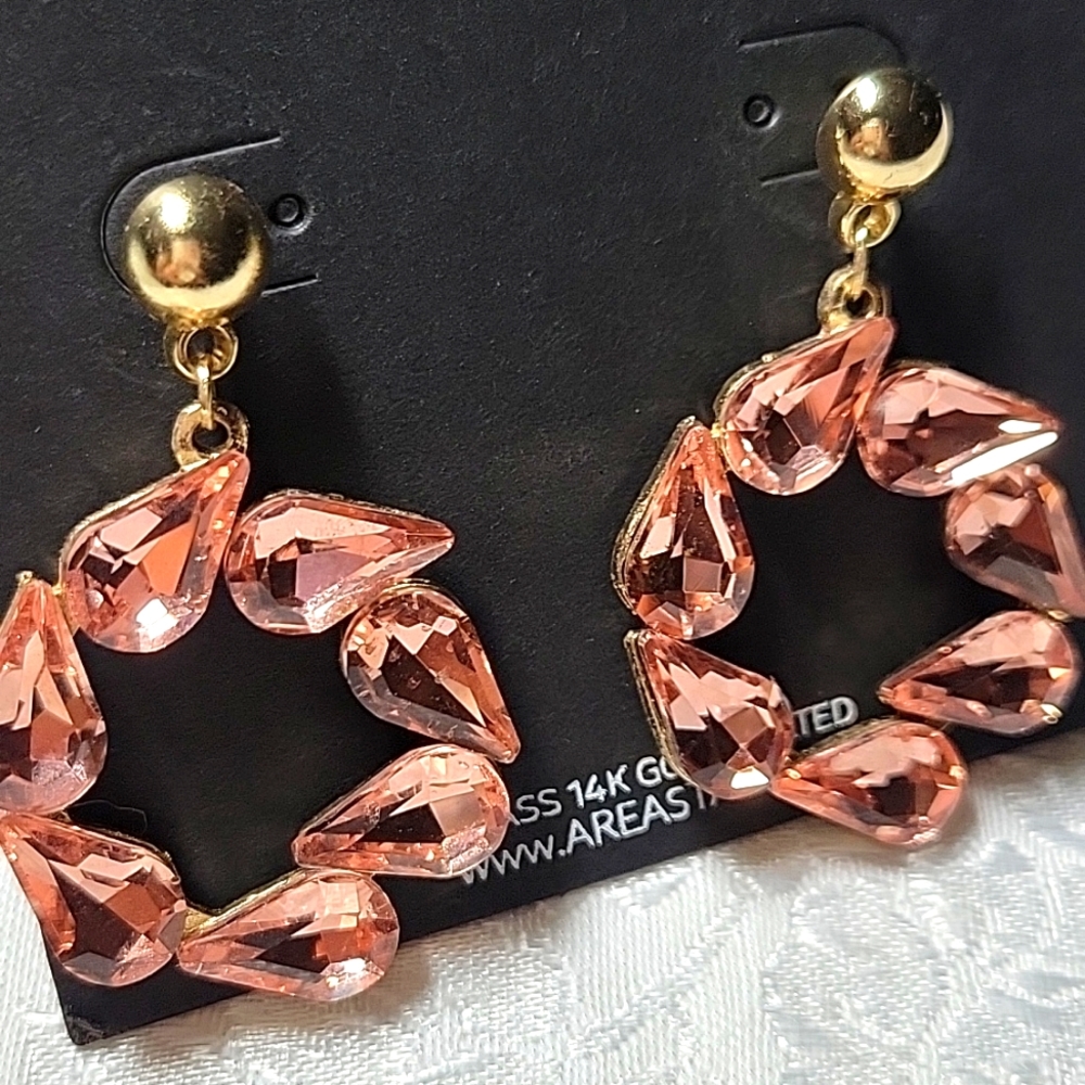 Area Stars Teardrop Crystal Circle Drop Earrings
